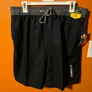 Speedo Men’s Shorts Black/Gray XL NWT